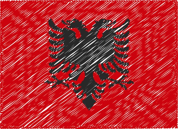 Albania flag embroidered zigzag — Stock Vector