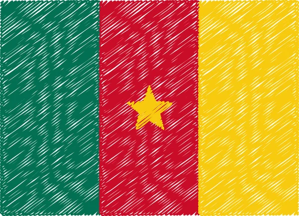 Cameroon flag embroidered zigzag — ストックベクタ
