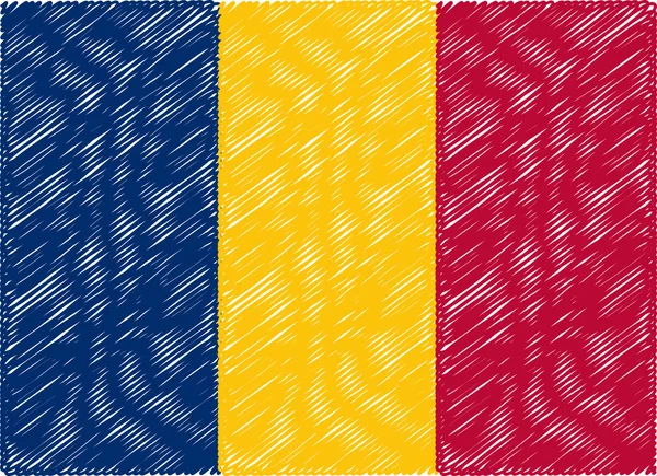 Chad flag embroidered zigzag — ストックベクタ