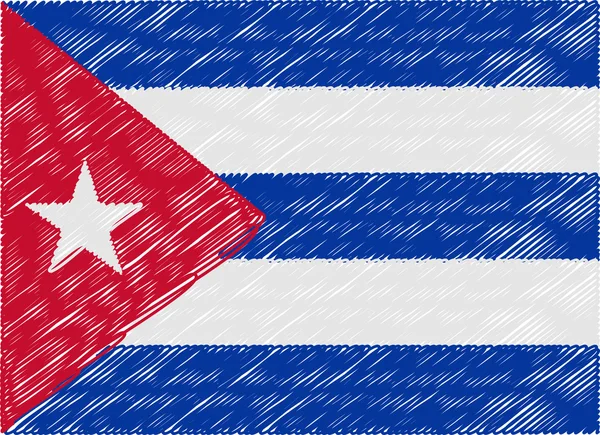 Cuba flag embroidered zigzag — 스톡 벡터