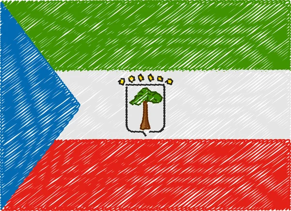 Equatorial guinea flag embroidered zigzag — Stock vektor