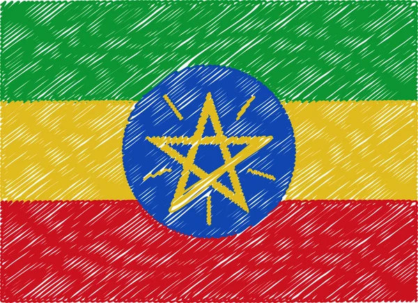 Ethiopia flag embroidered zigzag — 图库矢量图片