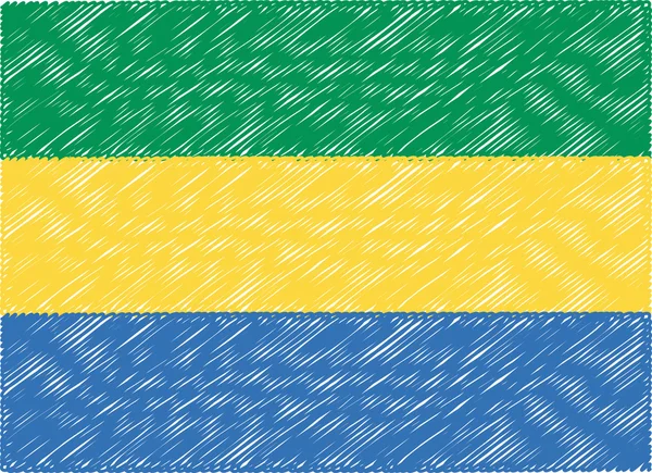 Gabon flag embroidered zigzag — Stock Vector