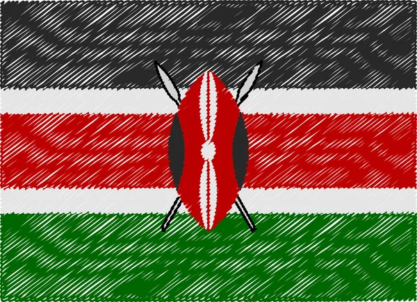 Bandeira kenya ziguezague bordado — Vetor de Stock