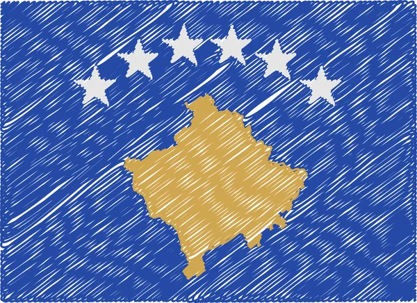 Bandeira kosovo ziguezague bordado — Vetor de Stock