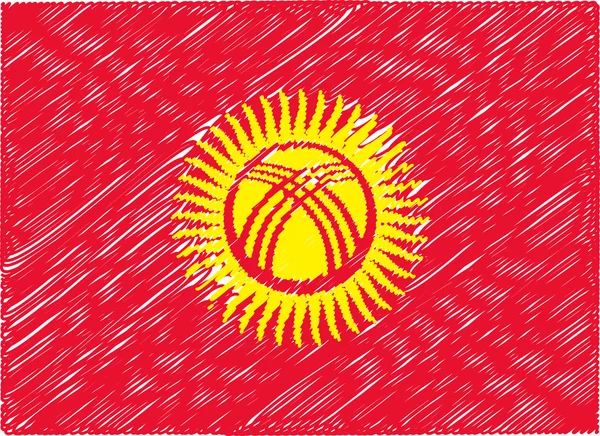 Kyrgyzstan flag embroidered zigzag — Stock Vector