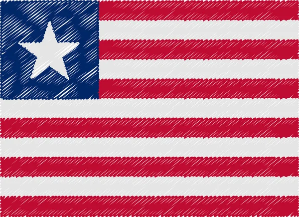 Liberia flag embroidered zigzag — стоковий вектор