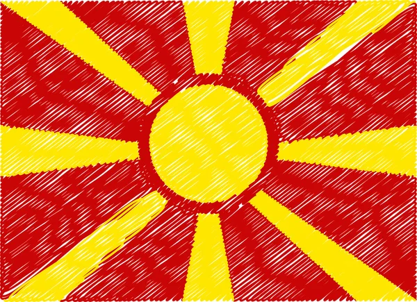 Bandera de macedonia bordado zigzag — Vector de stock