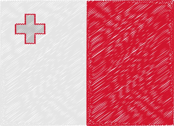Мальтийский флаг с вышитым зигзагом — стоковый вектор