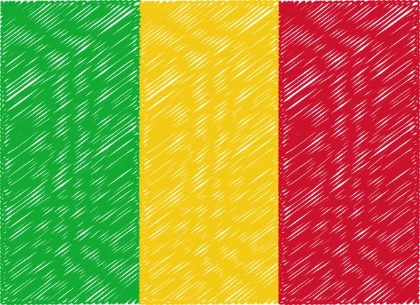 Mali flag embroidered zigzag — ストックベクタ