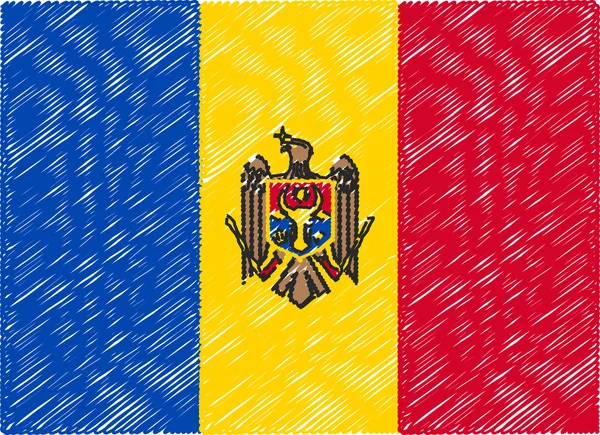 Moldova flag embroidered zigzag — ストックベクタ