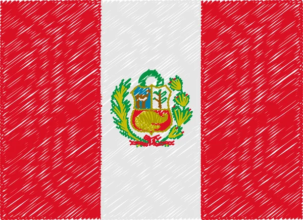 Peru-Flagge im Zickzack bestickt — Stockvektor