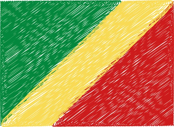 Republic congo flag embroidered zigzag — Stockvector