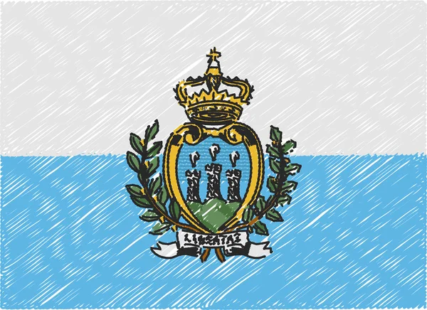 San Marino Flagge im Zickzack bestickt — Stockvektor