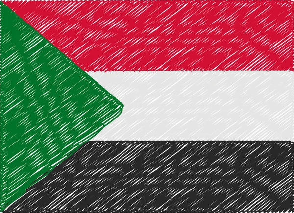 Sudan flag embroidered zigzag — стоковый вектор