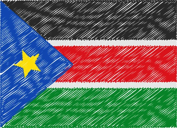 Южный суданский флаг с вышитым зигзагом — стоковый вектор