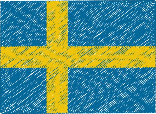 Schwedische Flagge im Zickzack bestickt — Stockvektor