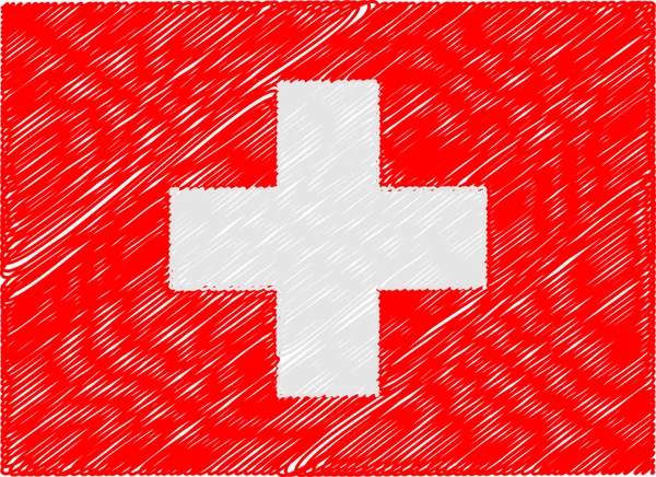 Switzerland flag embroidered zigzag — 스톡 벡터