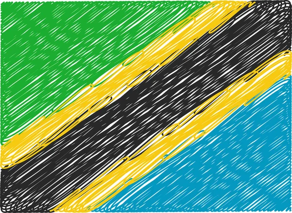 Tanzania flag embroidered zigzag — Stockvector