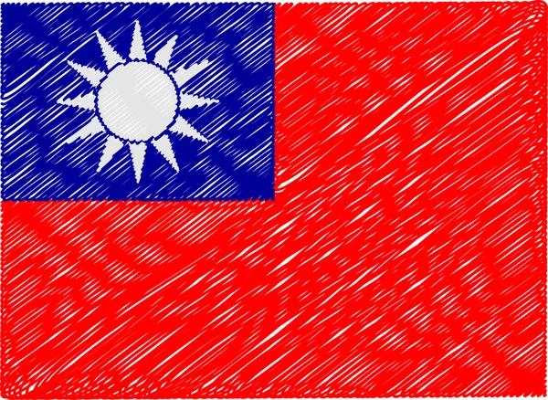 Taiwan-Flagge im Zickzack bestickt — Stockvektor