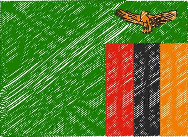 Zambia flag embroidered zigzag — ストックベクタ