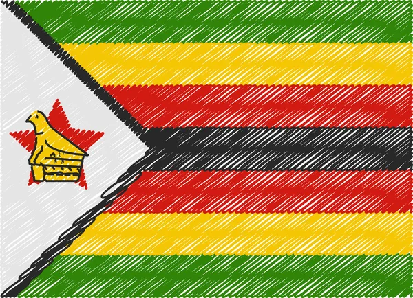 Zimbabwe flag embroidered zigzag — Stock Vector