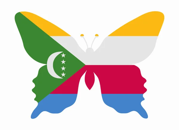 Comoros flag butterfly — Stock Vector