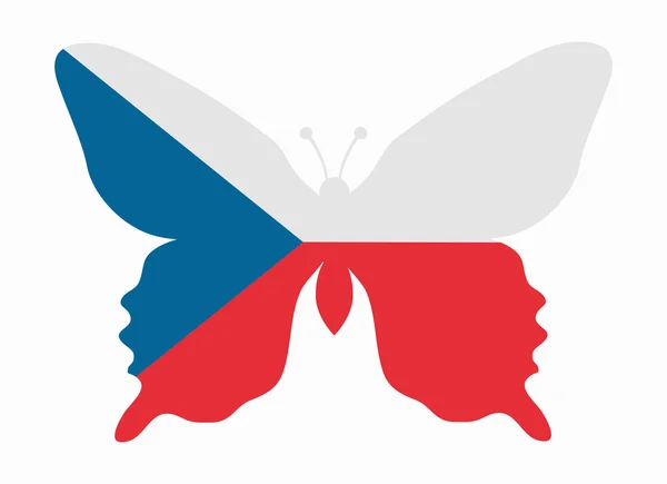 체코 국기 나비 — 스톡 벡터