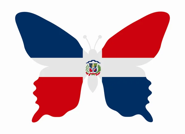 Drapeau de la République dominicaine papillon — Image vectorielle