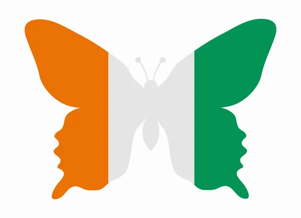 Ivory coast flag butterfly — Stock Vector