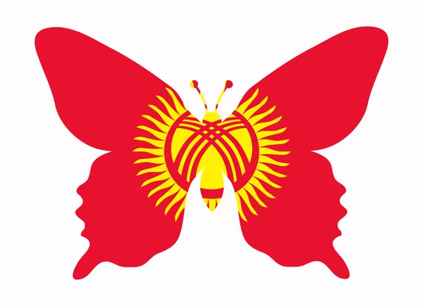 Kyrgyzstan flag butterfly — Stock Vector