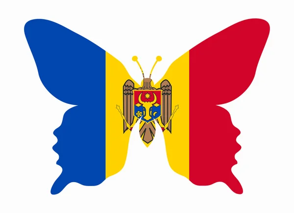 Moldavia bandera mariposa — Vector de stock