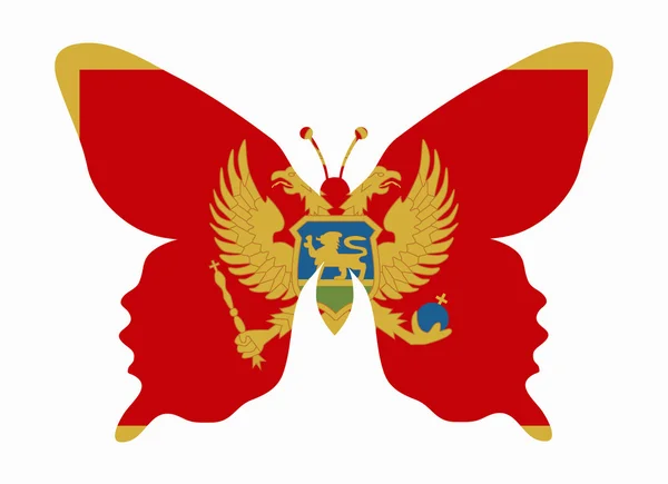 Montenegro vlag vlinder — Stockvector