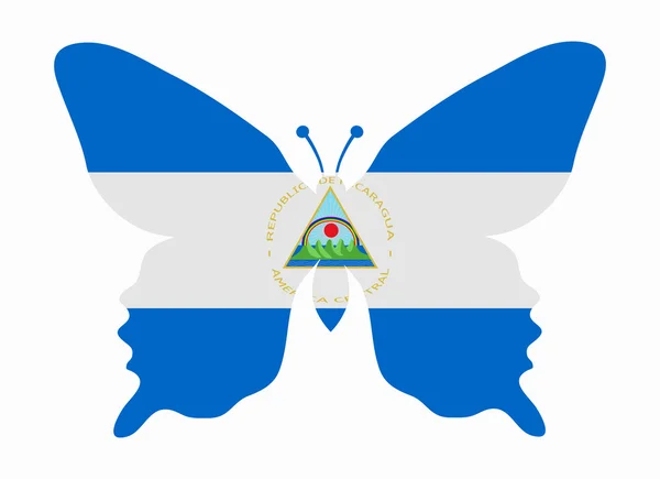 Nicaragua flag butterfly — Stock Vector