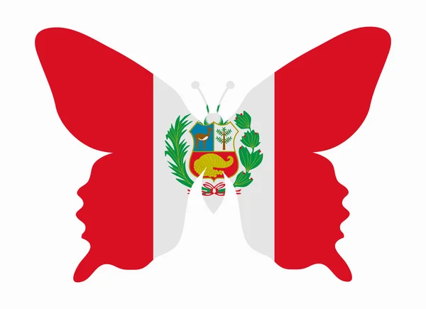 Peru flagga fjäril — Stock vektor