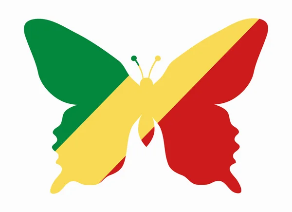 Republic congo flag butterfly — Stock Vector