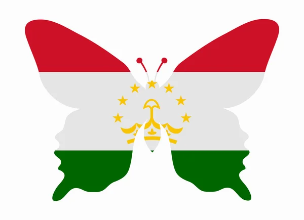 Farfalla bandiera tajikistan — Vettoriale Stock