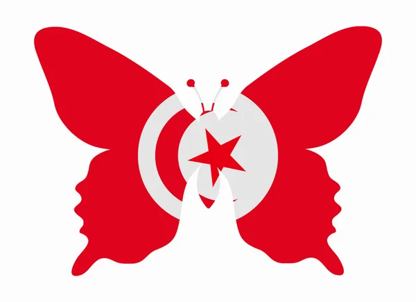 Tunisia flag butterfly — Stock Vector