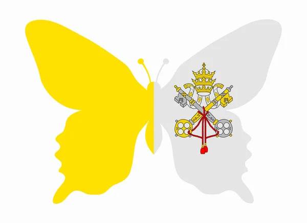 Vatican ciudad bandera mariposa — Archivo Imágenes Vectoriales