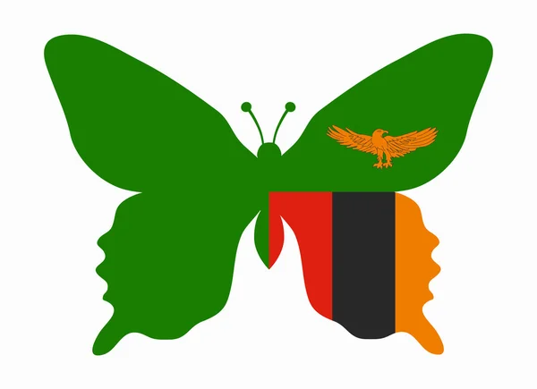 Zambia flag butterfly — Stock Vector