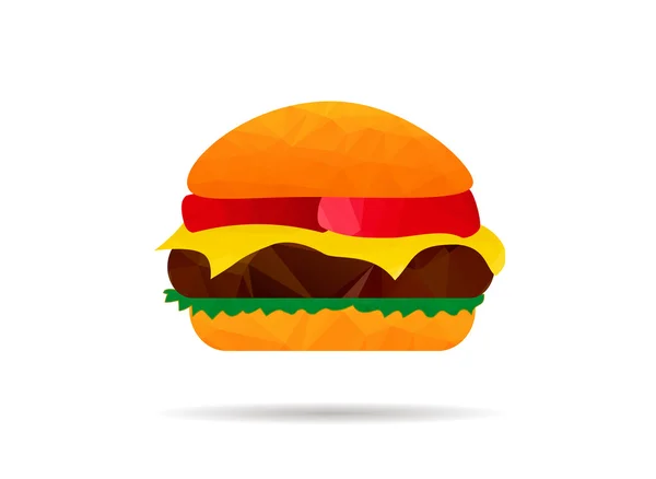 Baixo poli hambúrguer — Vetor de Stock