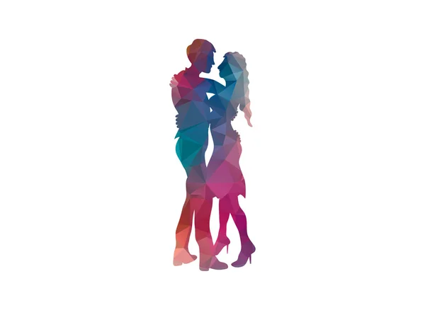 Low poly couple dancing — Stock Vector