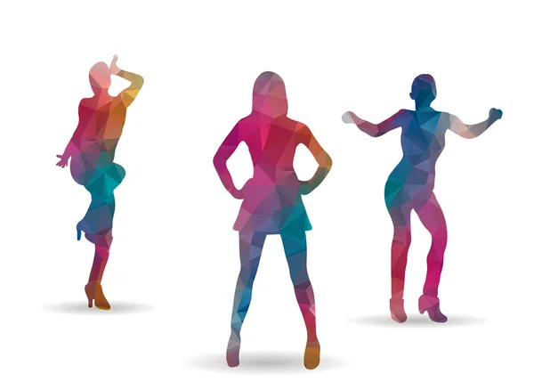 Low poly women dancing — Stock Vector