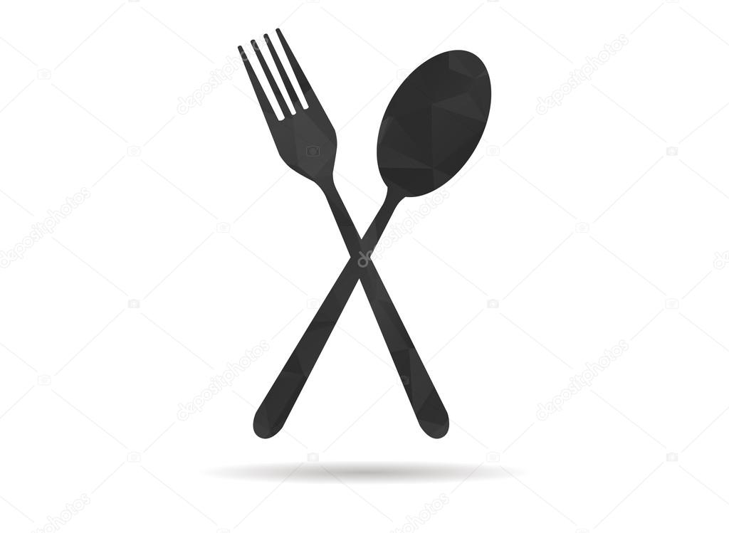 low poly spoon and fork