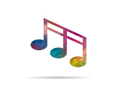 düşük Poli renkli müzik not simgesini