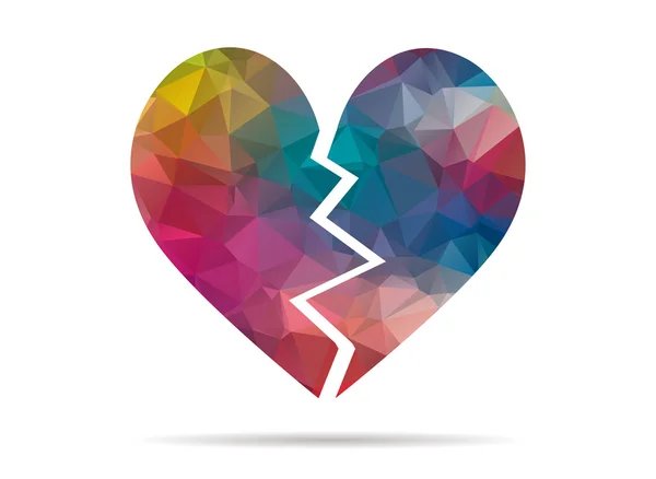 Low poly broken heart icon — Stock Vector