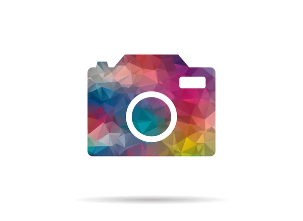 Low poly colorful camera icon — Stock Vector