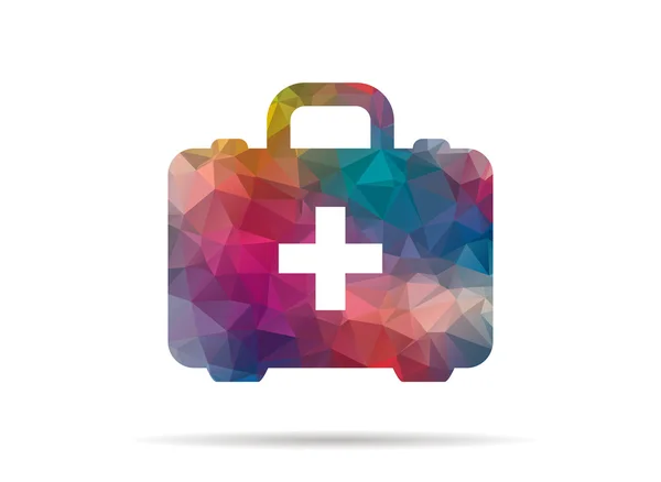 Low poly coloré icône trousse de premiers soins — Image vectorielle