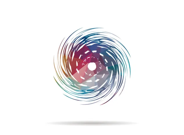 Låga poly färgglada spiral abstrakt ikonen — Stock vektor