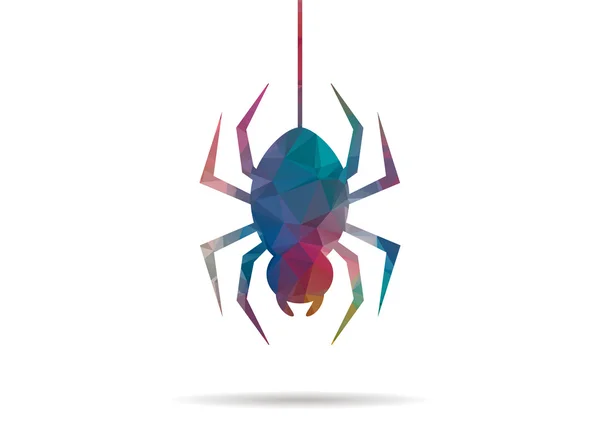 Low poly icône araignée colorée — Image vectorielle